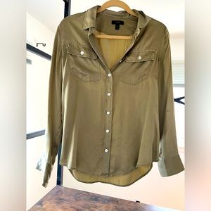 J.Crew Olive Green 100% Silk Blouse